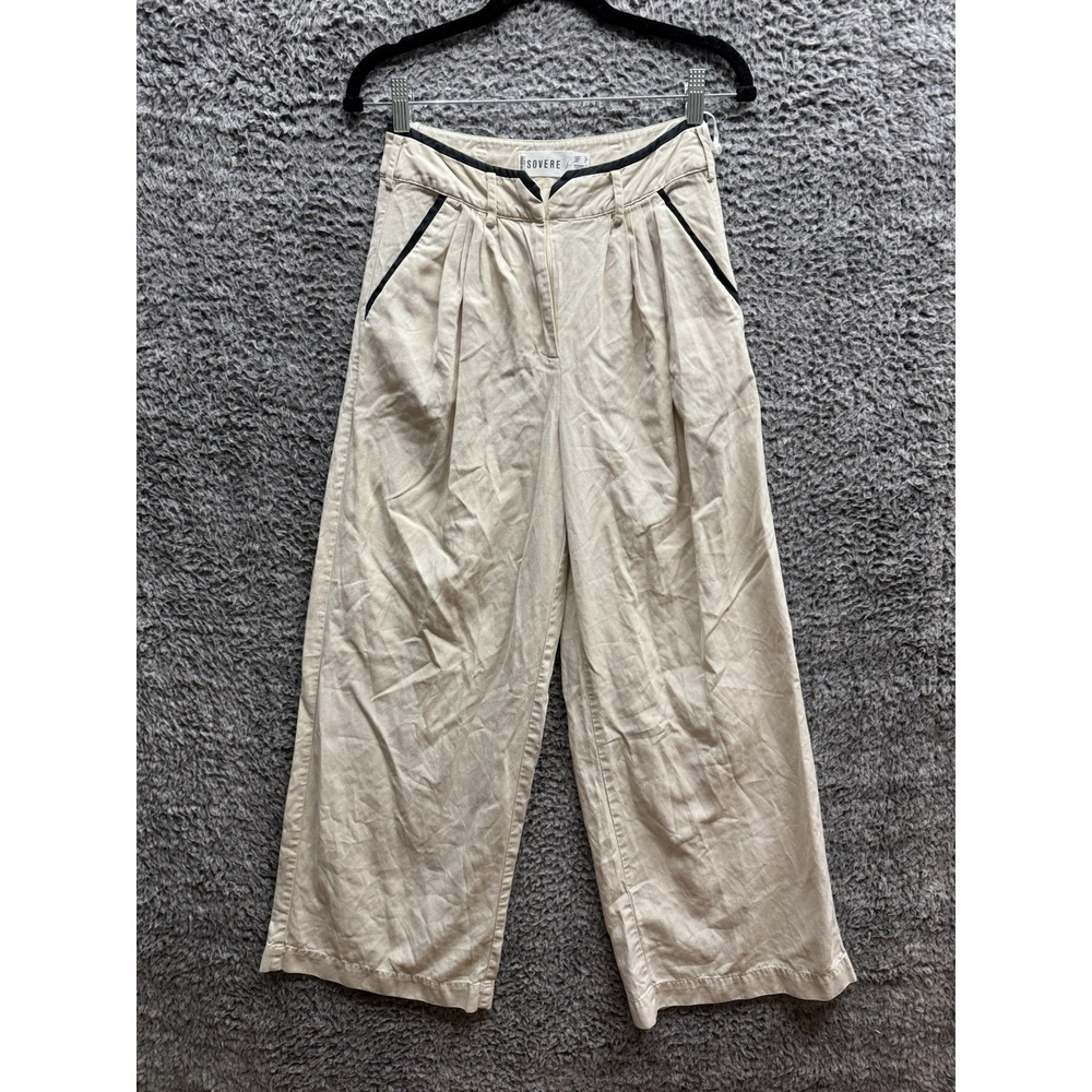 Anthropologie Sovere Express Ivory Wide Leg Pleated Pants XS